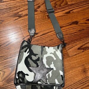 Camouflage Crossbody Bag with Star Accent